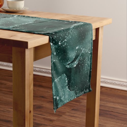Moody Agate  Teal Green Malachite Rich Jewel Tone Short Table Runner
