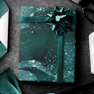 Moody Agate   Teal Green Malachite Rich Jewel Tone Wrapping Paper