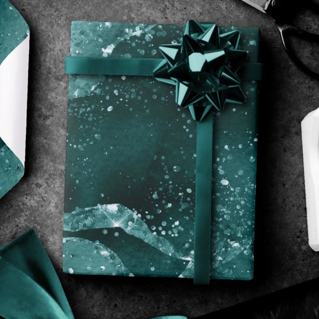 Moody Agate | Teal Green Malachite Rich Jewel Tone Wrapping Paper (Creator Uploaded)