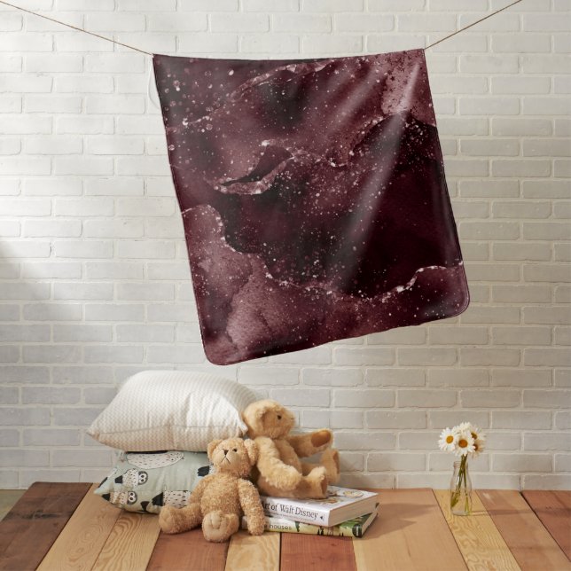 Moody Agate | Wine Bordeaux Sangria Merlot Maroon Baby Blanket (In Situ)