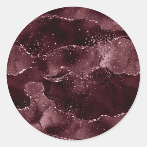 Moody Agate  Wine Bordeaux Sangria Merlot Maroon Classic Round Sticker