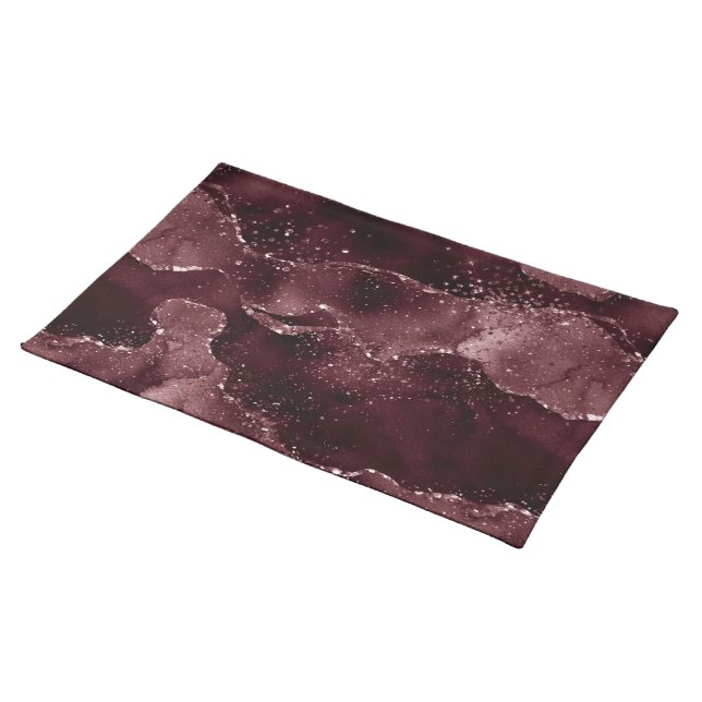 Moody Agate | Wine Bordeaux Sangria Merlot Maroon Cloth Placemat (On Table)