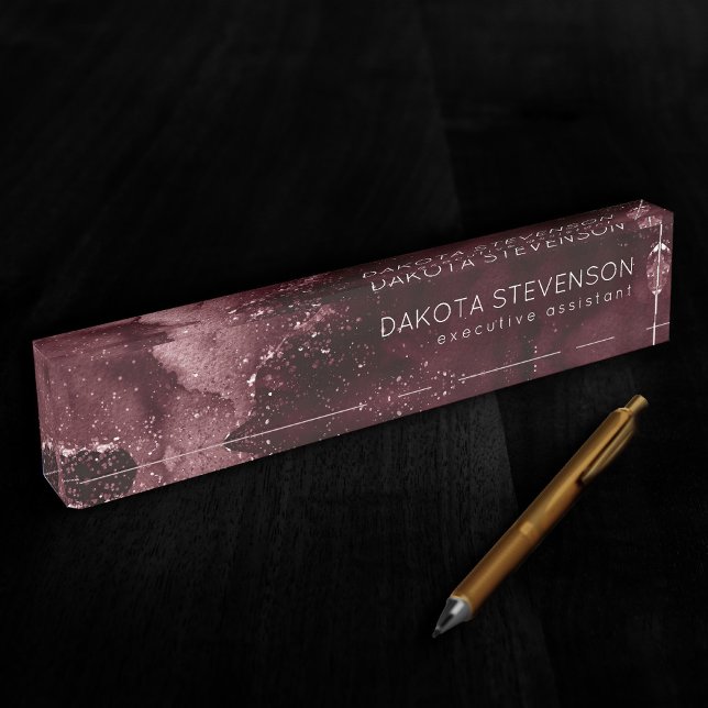 Moody Agate | Wine Bordeaux Sangria Merlot Maroon Desk Name Plate (Creator Uploaded)
