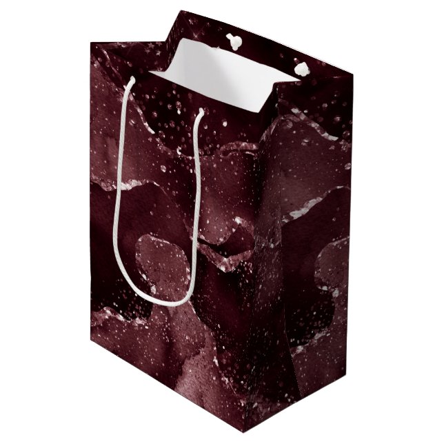 Moody Agate | Wine Bordeaux Sangria Merlot Maroon Medium Gift Bag (Front Angled)