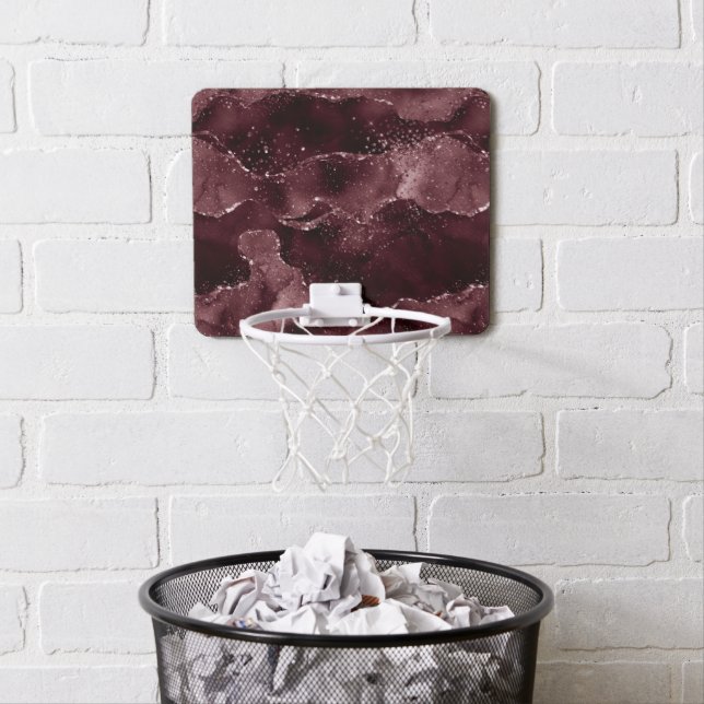 Moody Agate | Wine Bordeaux Sangria Merlot Maroon Mini Basketball Hoop (In Situ)