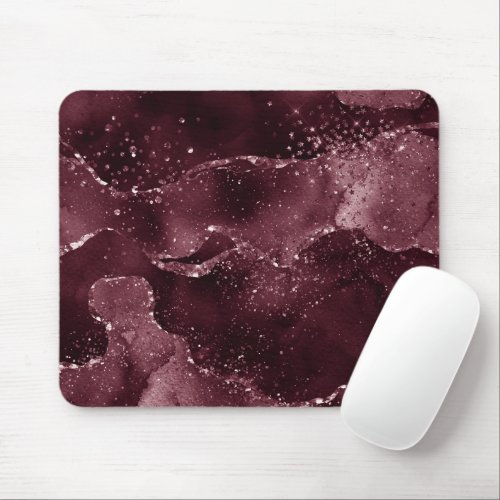 Moody Agate  Wine Bordeaux Sangria Merlot Maroon Mouse Pad