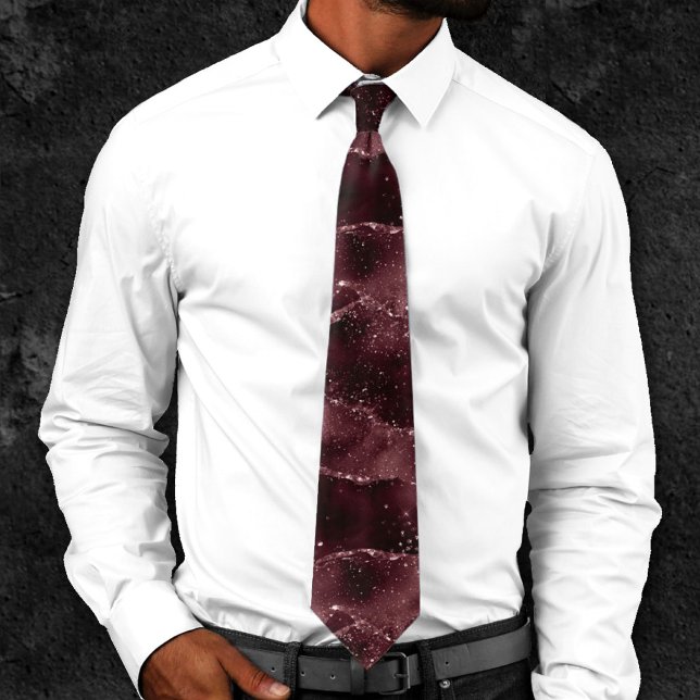 Moody Agate | Wine Bordeaux Sangria Merlot Maroon Neck Tie (Creator Uploaded)