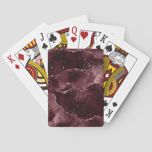 Moody Agate | Wine Bordeaux Sangria Merlot Maroon Poker Cards (Back)