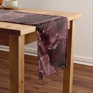 Moody Agate   Wine Bordeaux Sangria Merlot Maroon Short Table Runner
