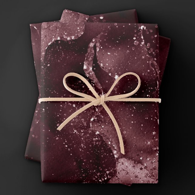 Moody Agate | Wine Bordeaux Sangria Merlot Maroon Wrapping Paper Sheets (Creator Uploaded)