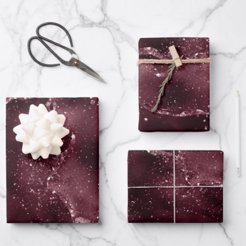 Moody Agate  Wine Bordeaux Sangria Merlot Maroon Wrapping Paper Sheets