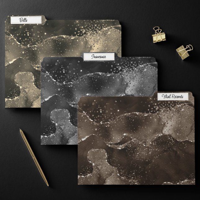 Moody Agates | Abstract Luxe Neutral Faux Glitter File Folder (Creator Uploaded)