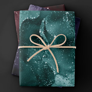 Moody Agates Abstract Luxury Dark Jewel Tone Wrapping Paper Sheets