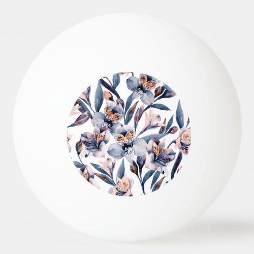 Moody Alstroemeria Watercolor Flowers Pattern Ping Pong Ball
