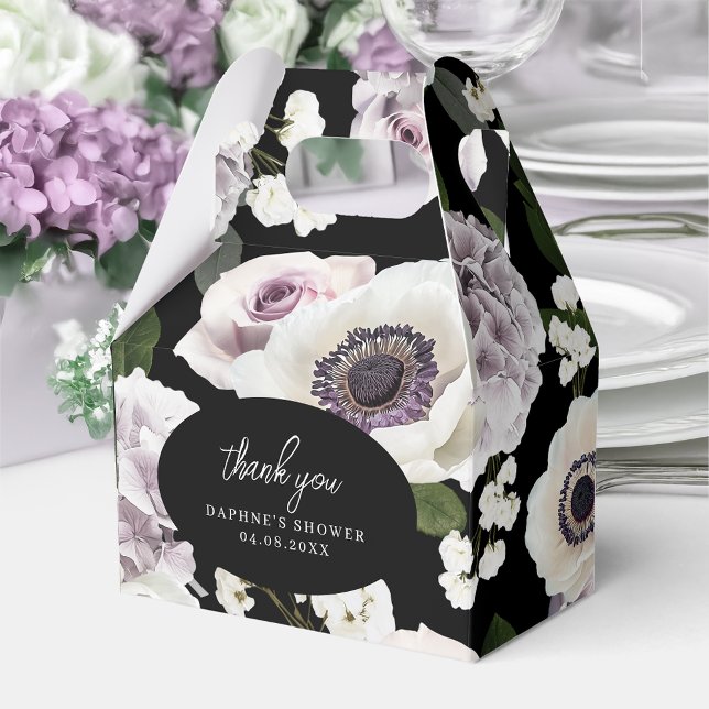 Moody Anemone & Purple Floral Bridal Shower Gable Favor Boxes (Creator Uploaded)