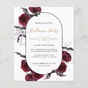 Moody Arch Floral Burgundy Halloween Party Invite