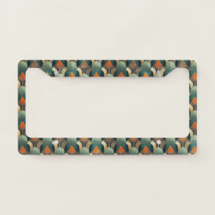 Moody Art Deco Teal & Charcoal Geometric Design License Plate Frame