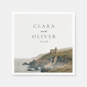 Moody Atlantic Irish Coast Cliff Wedding Cocktail  Napkins