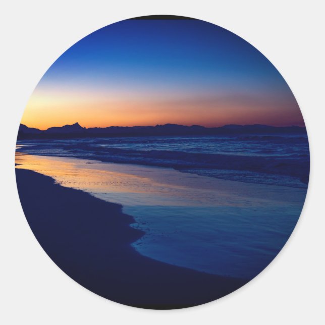Moody atmospheric seascape Byron Bay beach at dusk Classic Round Sticker (Front)