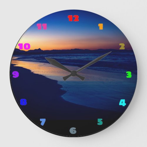 Moody atmospheric seascape Byron Bay beach at dusk Large Clock