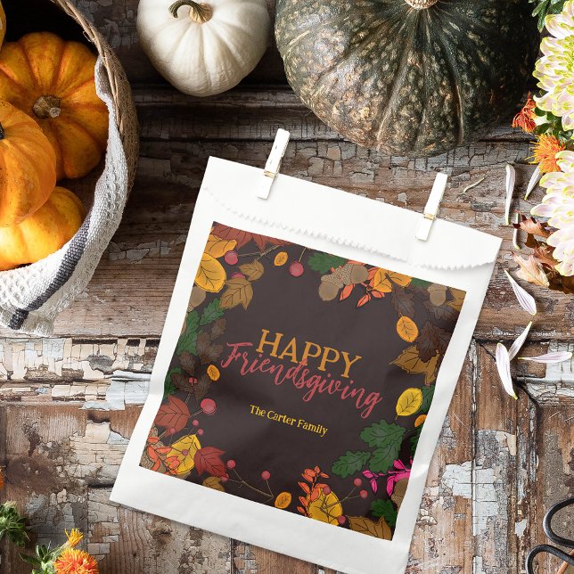 Moody Autumn Botanical Friendsgiving Party Favor Bag (Creator Uploaded)