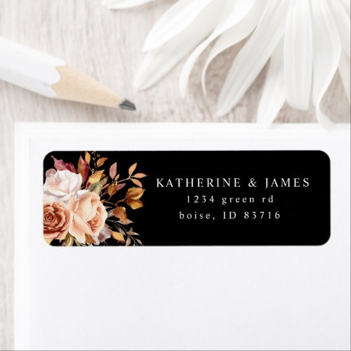 Moody Autumn Elegant Floral Return Address Label