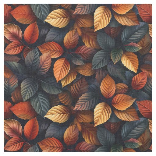 Moody Autumn Fall Foliage Leaves Pattern Fabric