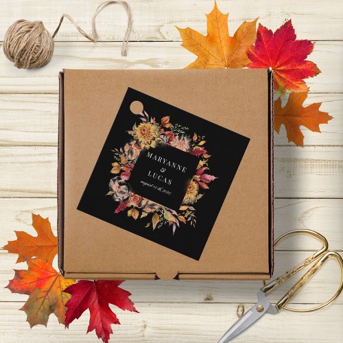 Moody Autumn Floral Monogram Favor Tags