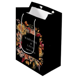 Moody Autumn Floral Monogram Medium Gift Bag