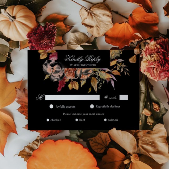 Moody Autumn Floral RSVP Meal Choice Card (Creator Uploaded)
