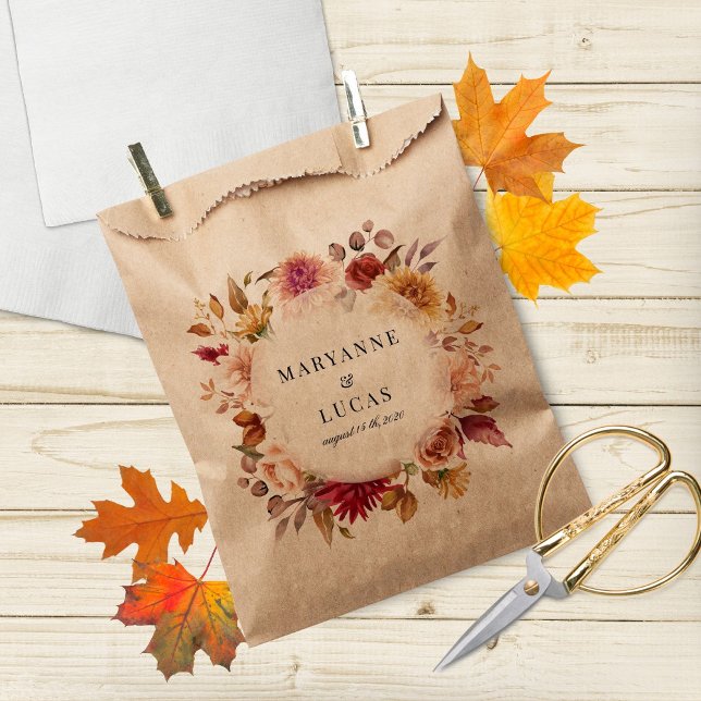 Moody Autumn Floral Thank You Favor Bag (Creator Uploaded)