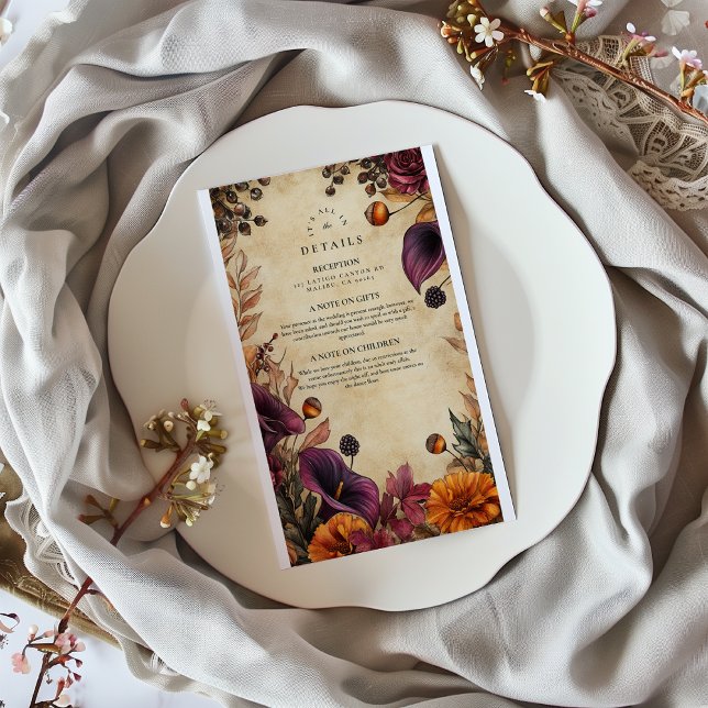 Moody Autumn Floral Wedding Enclosure Card (Creator Uploaded)