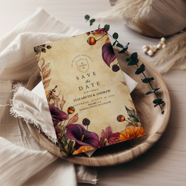 Moody Autumn Floral Wedding Save The Date (Creator Uploaded)