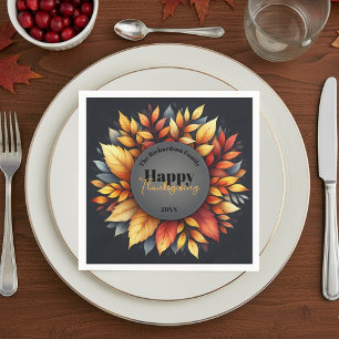 Moody Autumn Wreath Family Thanksgiving Napkins