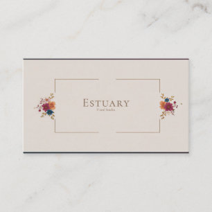 Moody Autumnal Floral Rose Jewel Tone Square Business Card