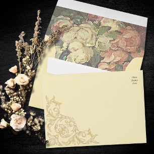 Moody Baroque Floral Vintage Wedding RSVP Envelope