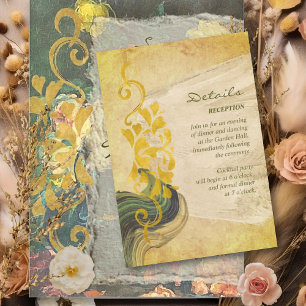 Moody Baroque Vintage Floral Wedding Details Enclosure Card