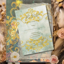 Moody Baroque Vintage Floral Wedding RSVP