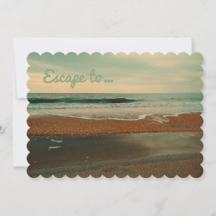 Moody Beach Ocean Vintage Seascape Save The Date Note Card