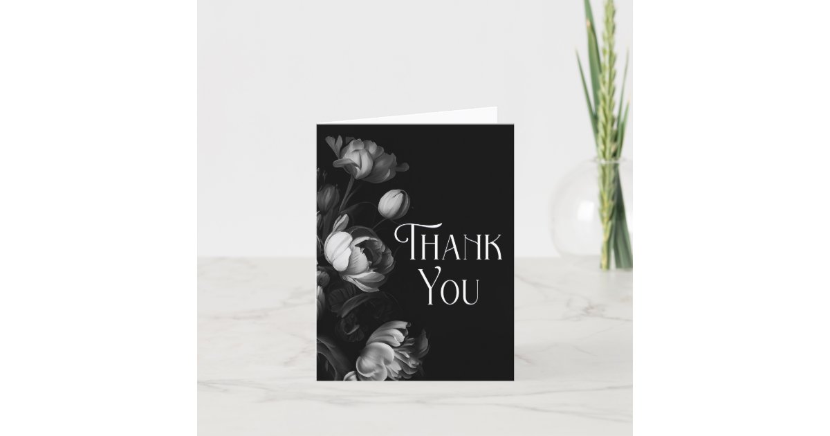 Moody Black and White Flower thank you Zazzle
