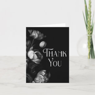 Moody Black and White Flower thank you Card