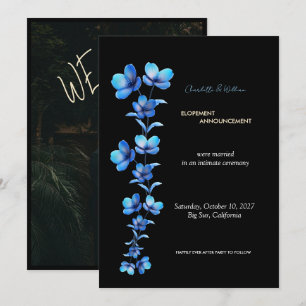 Moody Black & Blue Floral Elopement Announcement