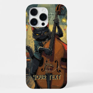 Moody Black Cat Playing Cello Cool Cellist Gift iPhone 16 Pro Max Case