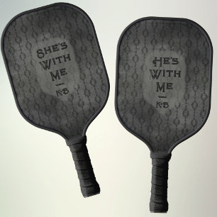 Moody Black Custom Name Anniversary Gift Couple  Carbon Fiber Pickleball Paddle