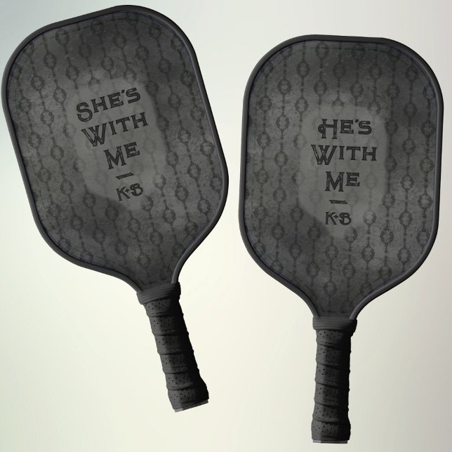 Moody Black Custom Name Anniversary Gift Couple  Carbon Fiber Pickleball Paddle (Creator Uploaded)