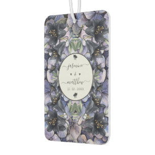 Moody Black Floral Classic Couple Names Wedding Air Freshener