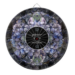 Moody Black Floral Classic Couple Names Wedding Dart Board