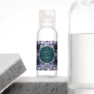 Moody Black Floral Classic Couple Names Wedding Hand Sanitizer