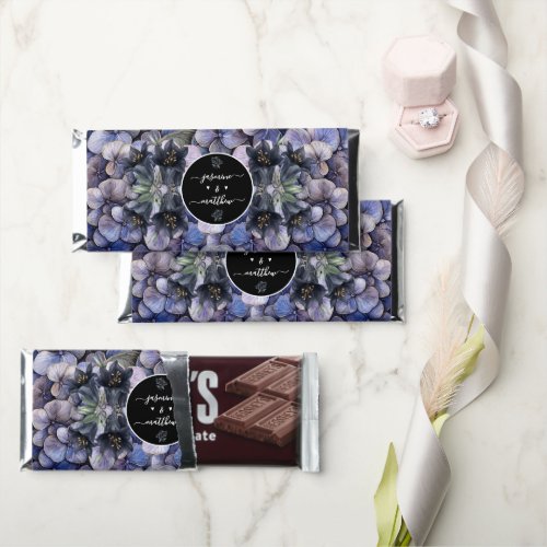 Moody Black Floral Classic Couple Names Wedding