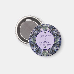 Moody Black Floral Classic Couple Names Wedding Magnet